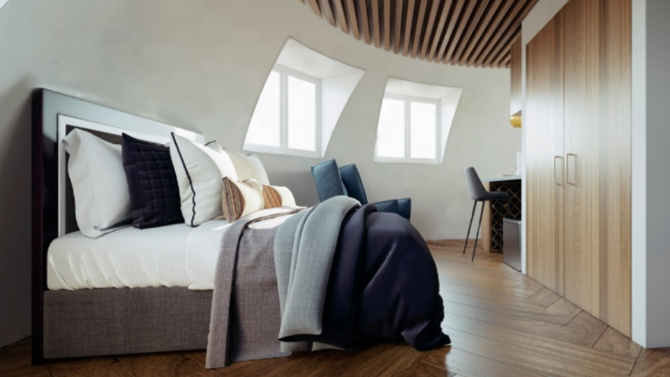 A standard factory interior; not seen: bath and kitchen...